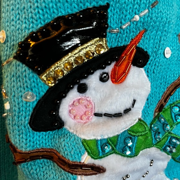 VTG Working Lights Quacker Factory Christmas Sweater Size L - Picture 3 of 9